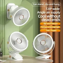 Adventure Basecamp Camping Im Freien|Outdoor-Artikel-Tragbarer, wiederaufladbarer Kühlventilator zum Anklipsen – Mehrwinkel-Außenventilator