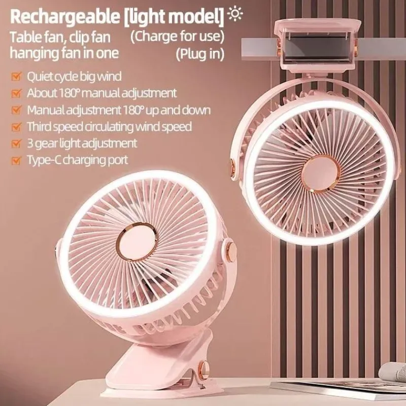 Adventure Basecamp Camping Im Freien|Outdoor-Artikel-Tragbarer, wiederaufladbarer Kühlventilator zum Anklipsen – Mehrwinkel-Außenventilator