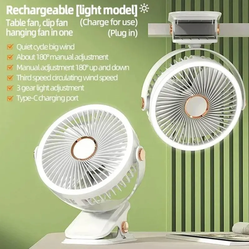 Adventure Basecamp Camping Im Freien|Outdoor-Artikel-Tragbarer, wiederaufladbarer Kühlventilator zum Anklipsen – Mehrwinkel-Außenventilator