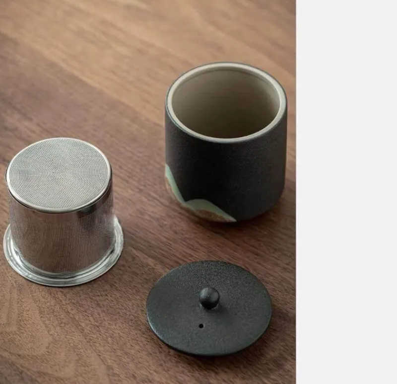 The Cozy Mug Küche & Esszimmer-Tragbares Bergteekanne-Set – Reise-Keramikteekanne mit 3 Tassen