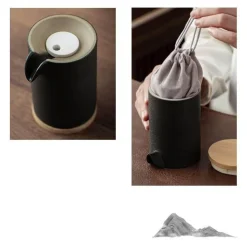 The Cozy Mug Küche & Esszimmer-Tragbares Bergteekanne-Set – Reise-Keramikteekanne mit 3 Tassen