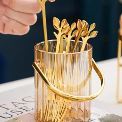 Space Savvy Küche & Esszimmer-Tragbares Vorratsglas für Dessertgabeln und -löffel – Küchenorganizer aus Glas