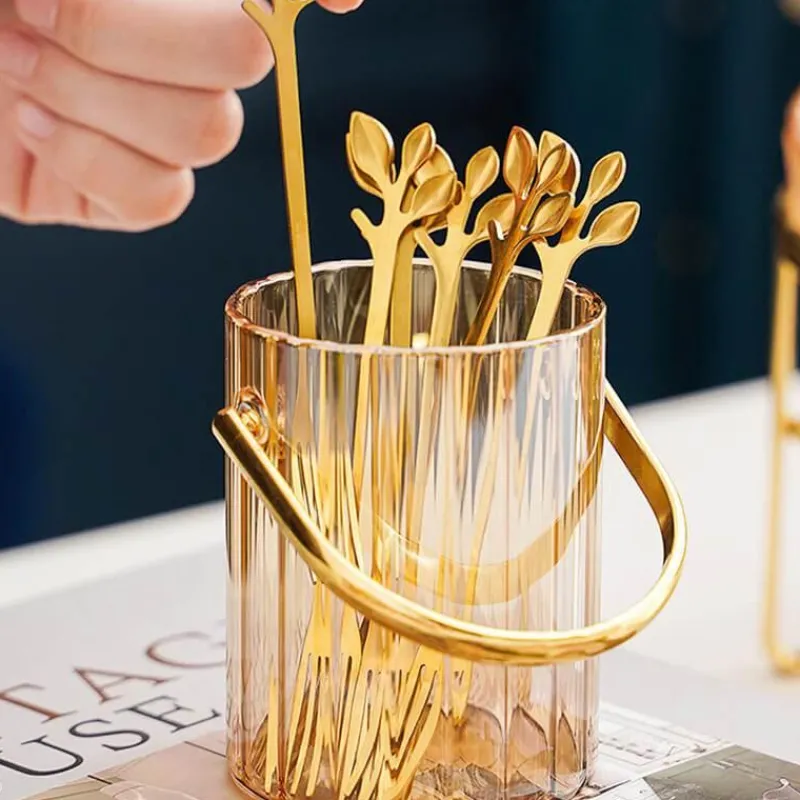 Space Savvy Küche & Esszimmer-Tragbares Vorratsglas für Dessertgabeln und -löffel – Küchenorganizer aus Glas