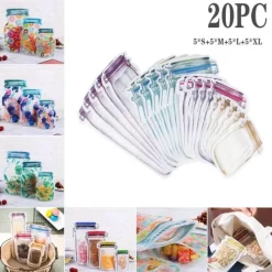 Space Savvy Küche & Esszimmer-Transparente, wiederverwendbare Aufbewahrungsbeutel – Umweltfreundliche Glas-Organizer