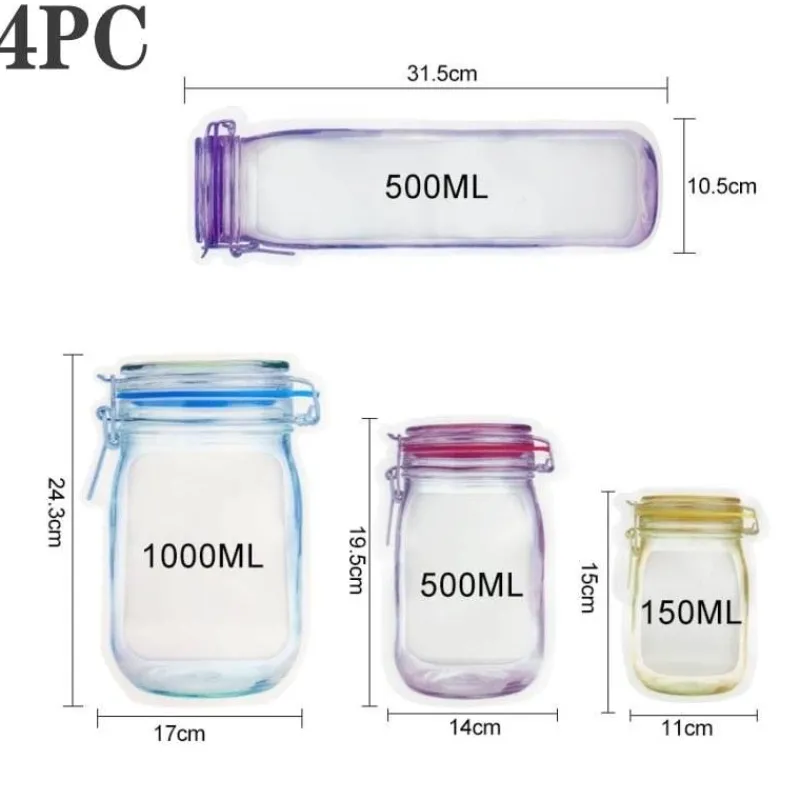 Space Savvy Küche & Esszimmer-Transparente, wiederverwendbare Aufbewahrungsbeutel – Umweltfreundliche Glas-Organizer