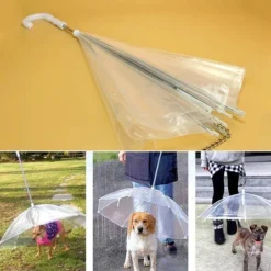 Furendo Haustierzubehör|Reinigungswerkzeuge Für Haustiere-Transparenter Haustier-Regenschirm – Kreatives Accessoire zum Gassigehen mit dem Hund