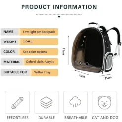 Decor Haustierzubehör|Taschen & Geldbörsen-Transparenter Haustier-Tragerucksack – Atmungsaktive Reisetasche für Katzen und Hunde