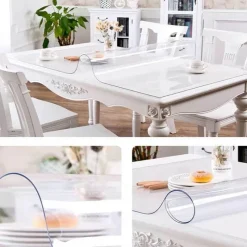 The Decor Haven Küche & Esszimmer|Gadgets Für Zuhause-Transparenter, mattierter PVC-Tischschutz – durchsichtige Tischdecke