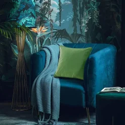 Pillow Haven Bettzeug-Tropischer Kissenbezug aus Samt – Palmenblätter-Tierdruck mit Quasten