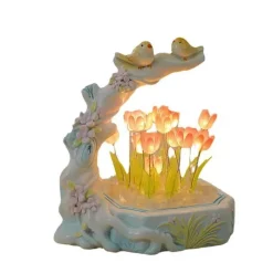 Bright Accents Beleuchtung-Tulpen-Nachtlicht – Lampe mit Blumen- und Vogel-Design