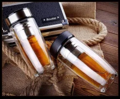 The Cozy Mug Küche & Esszimmer-Umweltfreundliche, doppelt isolierte Glaswasserflasche – wiederverwendbares Trinkgeschirr