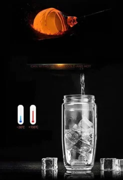 The Cozy Mug Küche & Esszimmer-Umweltfreundliche, doppelt isolierte Glaswasserflasche – wiederverwendbares Trinkgeschirr