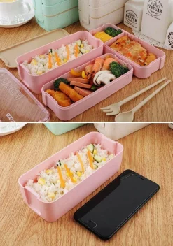 The Decor Haven Küche & Esszimmer-Umweltfreundliche 3-lagige Lunchbox – Behälter für gesunde Mahlzeiten