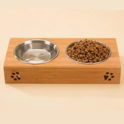 Furry Haven Haustierzubehör|Reinigungswerkzeuge Für Haustiere-Umweltfreundlicher Futternapf aus Holz für Haustiere – Nachhaltiger Futternapf für Haustiere