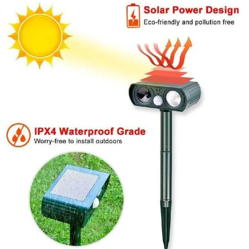 Gear Up u0026 Go Outdoor-Artikel|Outdoor-Gadgets-Umweltfreundlicher Ultraschall-Solar-Tierabwehrgerät - Schädlingsbekämpfungsgerät