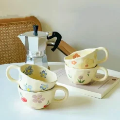 Tom Küche & Esszimmer-Unregelmäßiges Keramikbecher-Set im koreanischen Stil für Frühstückstee