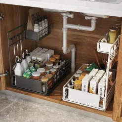 Tranquil Waters Badezimmer|Küche & Esszimmer-Untertisch-Organizer – Aufbewahrungsregal aus Eisen für Küche und Bad