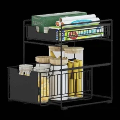 Tranquil Waters Badezimmer|Küche & Esszimmer-Untertisch-Organizer – Aufbewahrungsregal aus Eisen für Küche und Bad