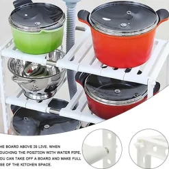 The Decor Haven Küche & Esszimmer-Untertisch-Organizer-Regal – verstellbare, platzsparende Aufbewahrungslösung