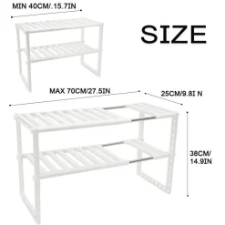 The Decor Haven Küche & Esszimmer-Untertisch-Organizer-Regal – verstellbare, platzsparende Aufbewahrungslösung