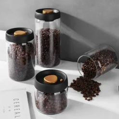 Tom Küche & Esszimmer-Vakuumversiegelter Kaffeebohnenbehälter aus Glas zur Frischhaltung in der Küche zu Hause