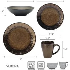 Tom Küche & Esszimmer-Verona 16-teiliges Geschirrset in verschiedenen Farben für elegantes Essen