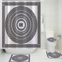 Aqua Essence Badezimmer-Versace Luxus-Duschvorhang-Set – Elegante Badezimmerdekoration