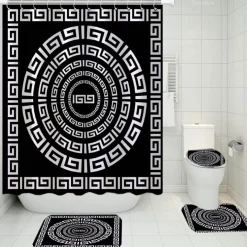 Aqua Essence Badezimmer-Versace Luxus-Duschvorhang-Set – Elegante Badezimmerdekoration