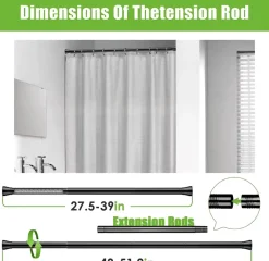 Room to Spare Aufbewahrung Und Organisation|Badezimmer-Verstellbare Gardinenstange mit Federspannung, ohne Bohren, Stange für den Schrank