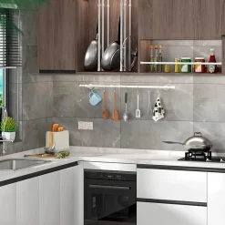 Space Savvy Aufbewahrung Und Organisation-Verstellbare Gardinenstange für die Küche, ohne Bohren, mit Zugfeder, 101,6–190,5 cm