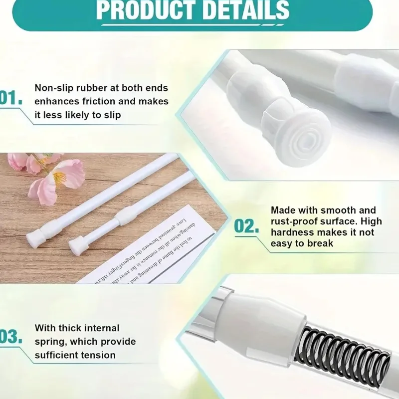 Space Savvy Aufbewahrung Und Organisation-Verstellbare Gardinenstange für die Küche, ohne Bohren, mit Zugfeder, 101,6–190,5 cm