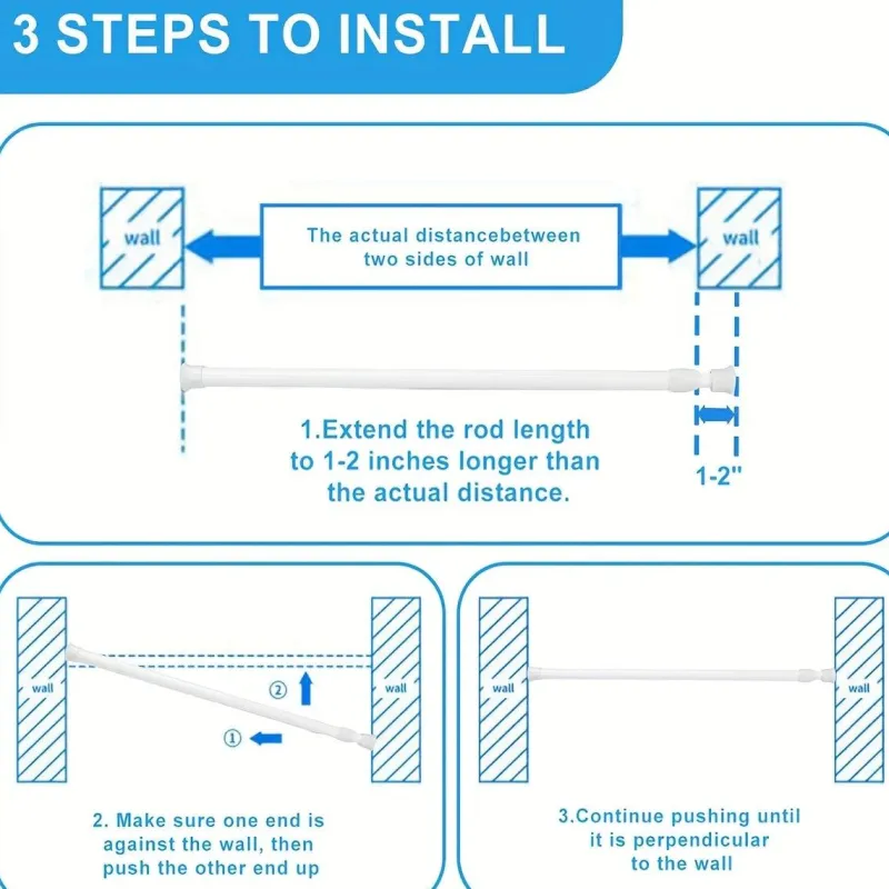 Space Savvy Aufbewahrung Und Organisation-Verstellbare Gardinenstange für die Küche, ohne Bohren, mit Zugfeder, 101,6–190,5 cm