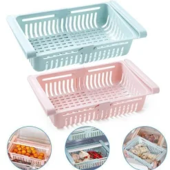 Space Savvy Küche & Esszimmer-Verstellbare Kühlschrankschublade – platzsparender Küchen-Organizer