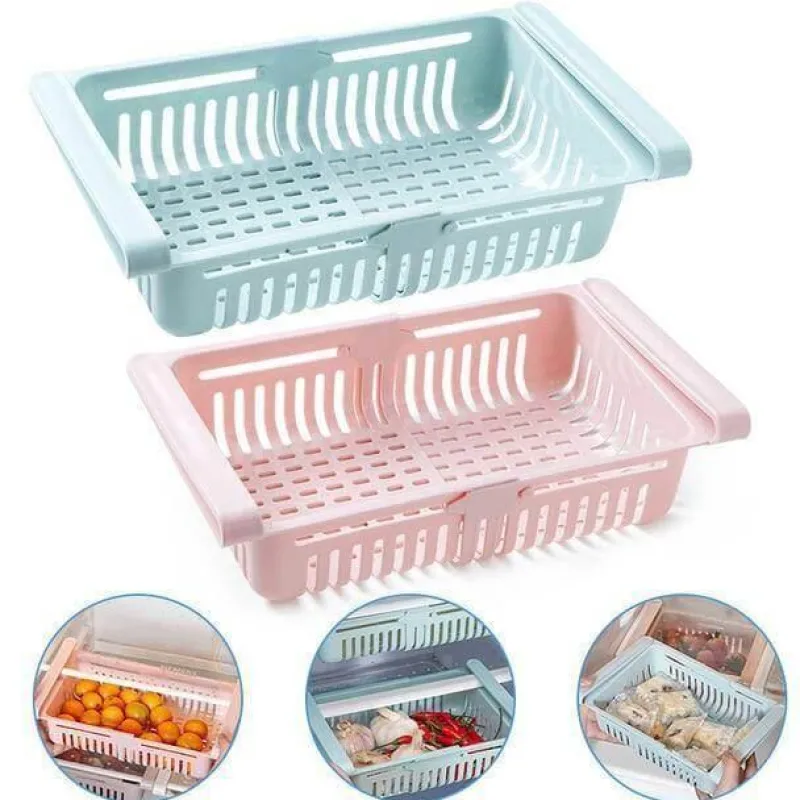Space Savvy Küche & Esszimmer-Verstellbare Kühlschrankschublade – platzsparender Küchen-Organizer