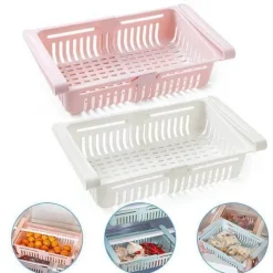 Space Savvy Küche & Esszimmer-Verstellbare Kühlschrankschublade – platzsparender Küchen-Organizer