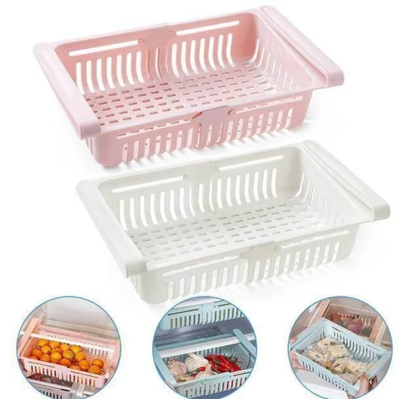 Space Savvy Küche & Esszimmer-Verstellbare Kühlschrankschublade – platzsparender Küchen-Organizer