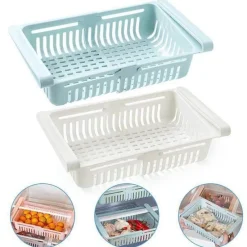 Space Savvy Küche & Esszimmer-Verstellbare Kühlschrankschublade – platzsparender Küchen-Organizer