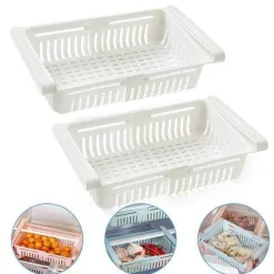 Space Savvy Küche & Esszimmer-Verstellbare Kühlschrankschublade – platzsparender Küchen-Organizer
