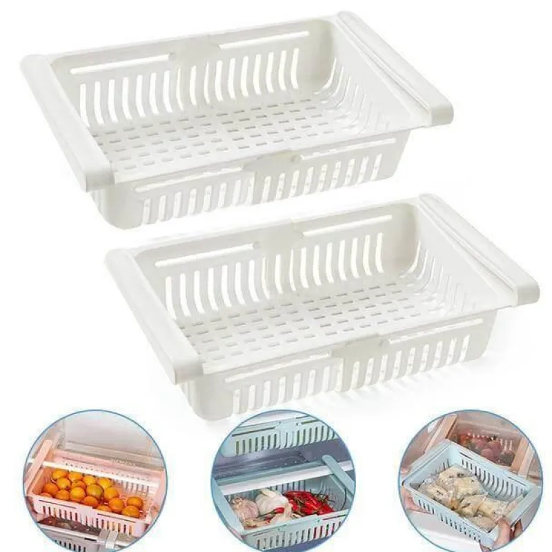 Space Savvy Küche & Esszimmer-Verstellbare Kühlschrankschublade – platzsparender Küchen-Organizer