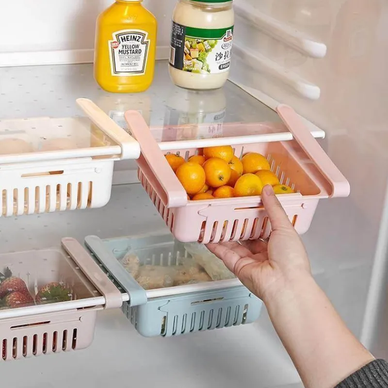 Space Savvy Küche & Esszimmer-Verstellbare Kühlschrankschublade – platzsparender Küchen-Organizer