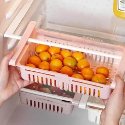 Space Savvy Küche & Esszimmer-Verstellbare Kühlschrankschublade – platzsparender Küchen-Organizer