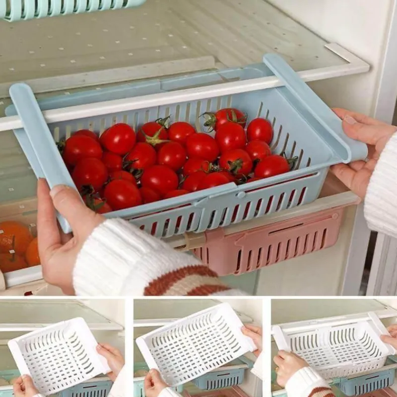 Space Savvy Küche & Esszimmer-Verstellbare Kühlschrankschublade – platzsparender Küchen-Organizer