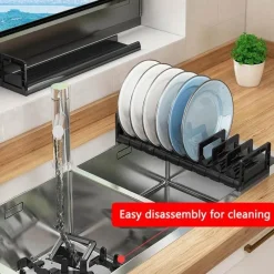 Signature Spaces Küche & Esszimmer-Verstellbarer Abtropfständer – platzsparender Küchen-Organizer