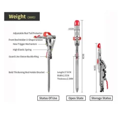 The Outdoor Vault Outdoor-Artikel|Heimwerkzeuge-Verstellbarer Angelrutenhalter aus Edelstahl – Angelzubehör mit sensiblem Design