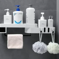 The Blissful Bath Badezimmer-Verstellbarer, drehbarer Wandregal-Organizer – Aufbewahrungslösung für Badezimmershampoo