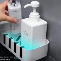 The Blissful Bath Badezimmer-Verstellbarer, drehbarer Wandregal-Organizer – Aufbewahrungslösung für Badezimmershampoo