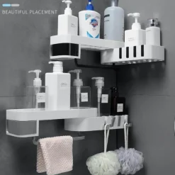 The Blissful Bath Badezimmer-Verstellbarer, drehbarer Wandregal-Organizer – Aufbewahrungslösung für Badezimmershampoo