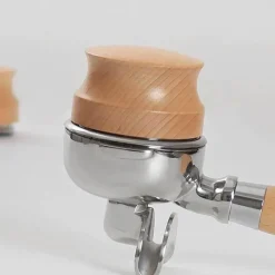 Tom Küche & Esszimmer-Verstellbarer Espresso-Stampfer – Edelstahl mit Griff aus Buchenholz