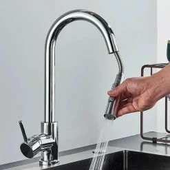 Decor Küche & Esszimmer-Verstellbarer goldener hoher Wasserhahn – minimalistisches Design