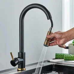 Decor Küche & Esszimmer-Verstellbarer goldener hoher Wasserhahn – minimalistisches Design